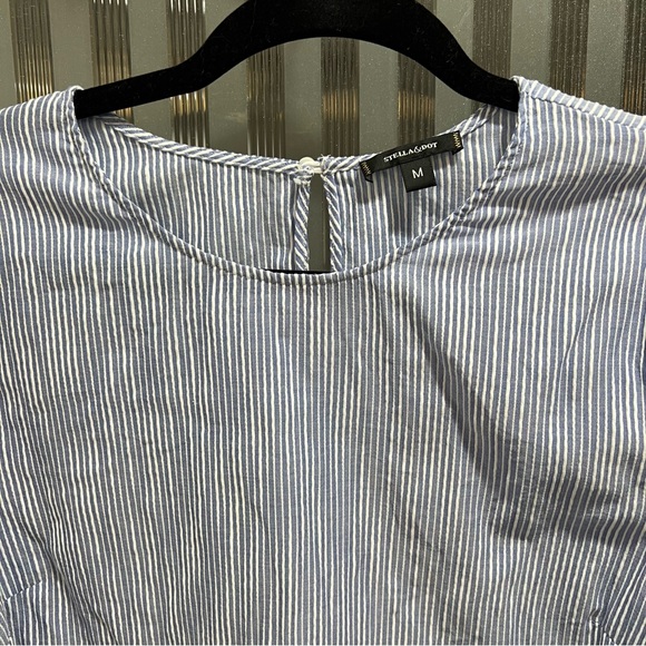 Stella & Dot Capri Striped Embroidered Top Peasant Blouse Size Medium - Picture 4 of 7